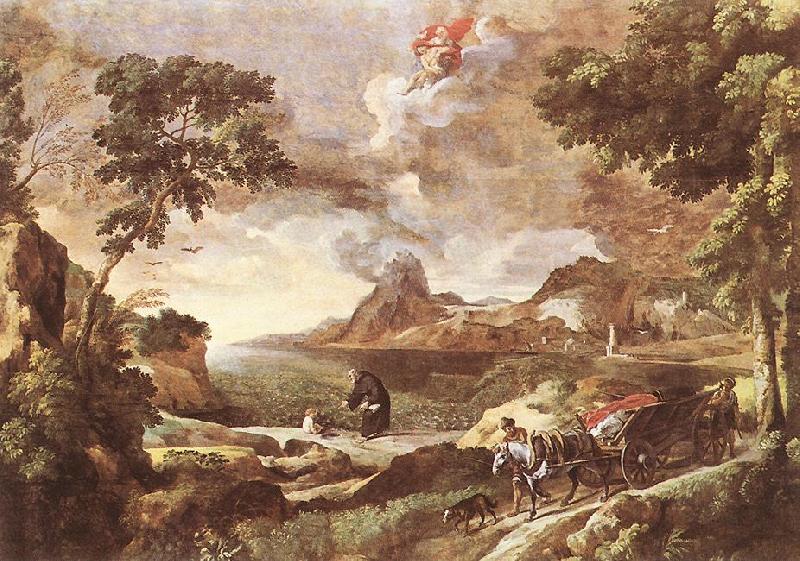 DUGHET, Gaspard Landscape with St Augustine and the Mystery dfg oil painting picture
